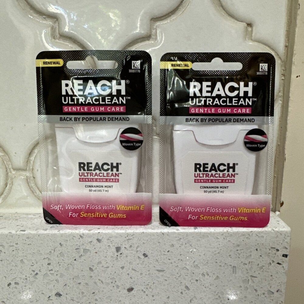 Reach X2 UltraClean Gentle Gum Care Cinnamon Mint 50 Yd Soft Woven Floss New
